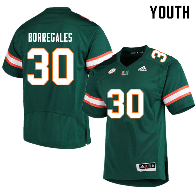 Youth #30 Andres Borregales Miami Hurricanes College Football Jerseys Sale-Green - Click Image to Close